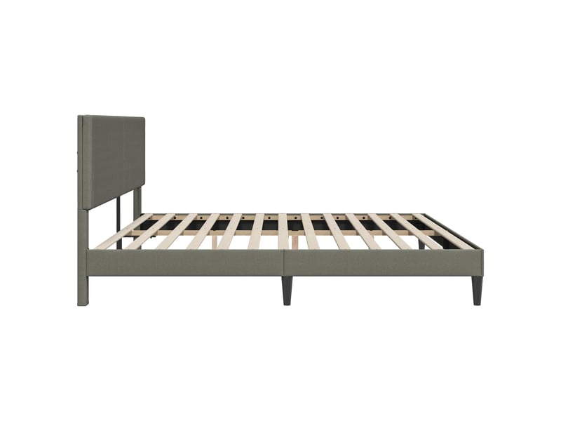 Lit double- lit adulte - cadre de lit gris clair 200 x 200 cm tissu en velours côtelé - Conforama D
