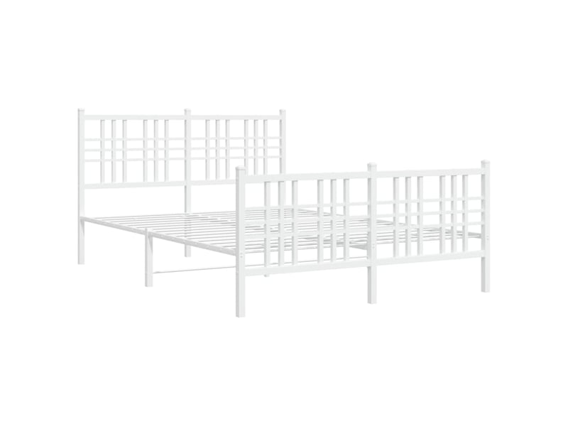 Lit double- lit adulte - cadre de lit métal sans matelas et pied de lit blanc 140x190 cm - Conforama B