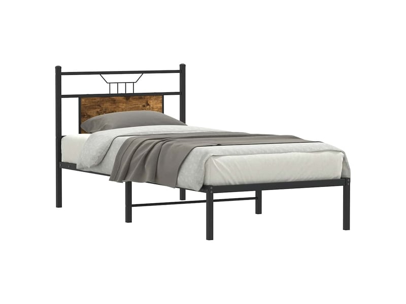  Lit simple- lit adulte -  cadre de lit sans matelas chêne fumé 80x200cm bois d'ingénierie  - Conforama B