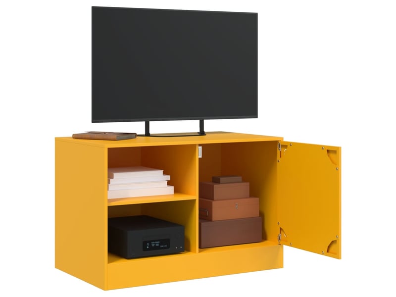 Lot de 2 meuble tv bas salon jaune moutarde 67x39x44 cm acier  - Conforama D