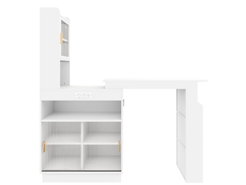 Table de bar extensible avec rangement led et prises 131-170x40x170 cm blanche - Conforama D