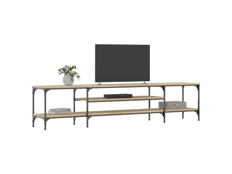  Meuble tv - banc tv - meuble de rangement chêne sonoma 201x35x45 cm bois d'ingénierie et fer  - Conforama C