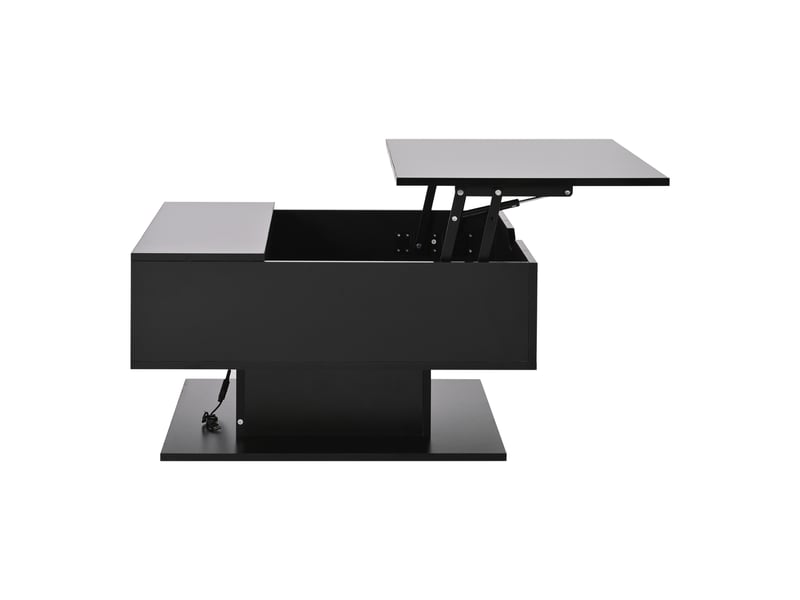  Table basse relevable noire brillante avec rangement et led  - Conforama A
