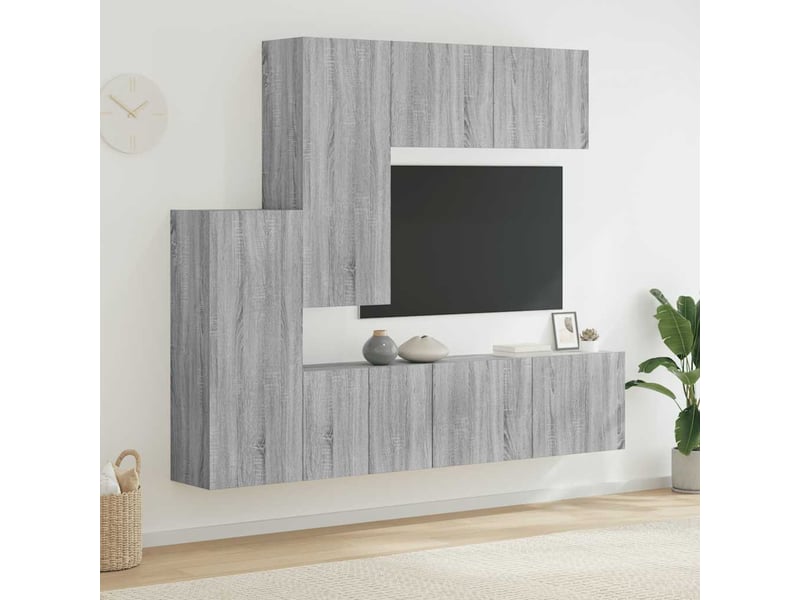  Meuble tv - unités murales tv 5 pcs sonoma gris bois d'ingénierie  - Conforama B