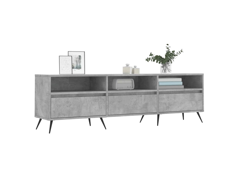  Meuble tv - banc tv - meuble de rangement gris béton 150x30x44,5 cm bois d'ingénierie  - Conforama C