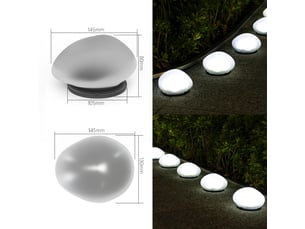 Lot de 1 galets lumineux solaires pour jardin, led étanches – décoration d'allée, pelouse et terrasse-lumière blanche