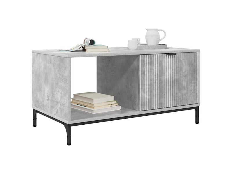  Table basse - table de salon - table à thé gris béton 90 x 49 x 46 cm bois d'ingénierie  - Conforama C
