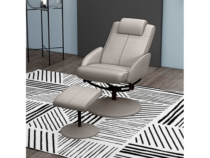  Fauteuil relax pivotant 360° 78x67x98 cm avec repose-pieds bois gris  - Conforama B