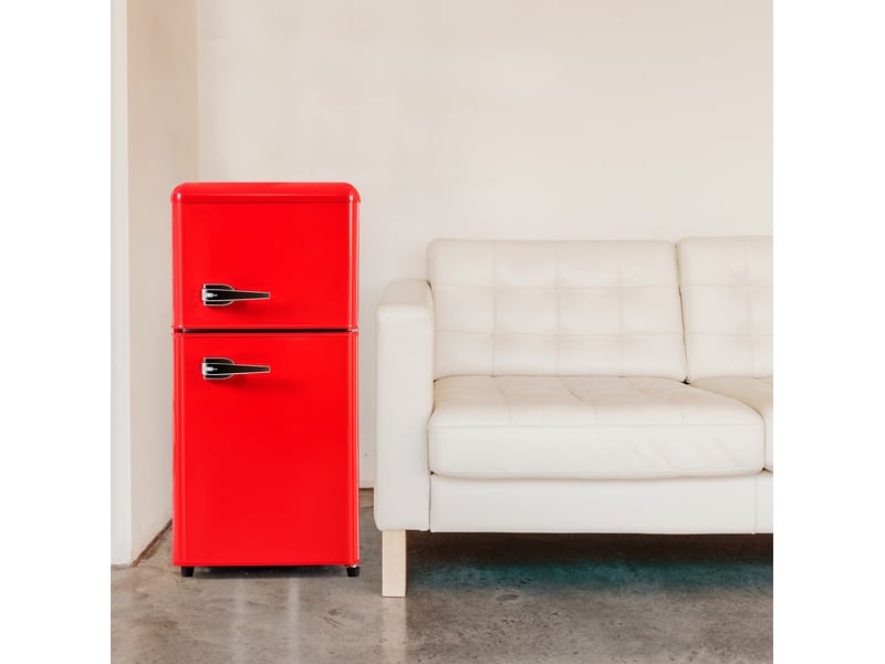  Réfrigérateur rétro double porte 88,8x45,5x42,5 cm 60 l métal rouge  - Conforama C