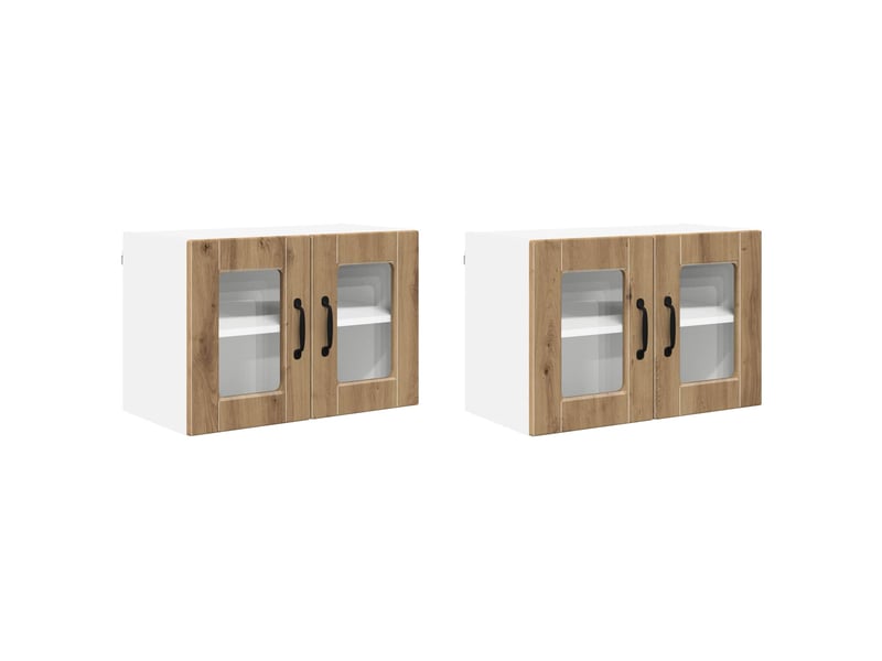  Meuble mural de cuisine, cabinet en verre mural 2 pcs chêne artisanal shl8435  - Conforama A