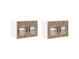 Meuble mural de cuisine, cabinet en verre mural 2 pcs chêne artisanal shl8435