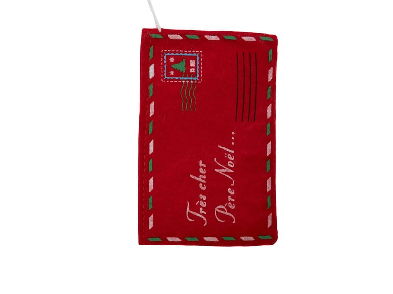 Lot de 10 sujets enveloppe feutrine h.25cm rouge et blanc  - Conforama C