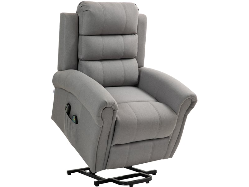  Fauteuil relax électrique avec aide au lever, fonction inclinable, massage et chauffage en mousse gris  - Conforama A