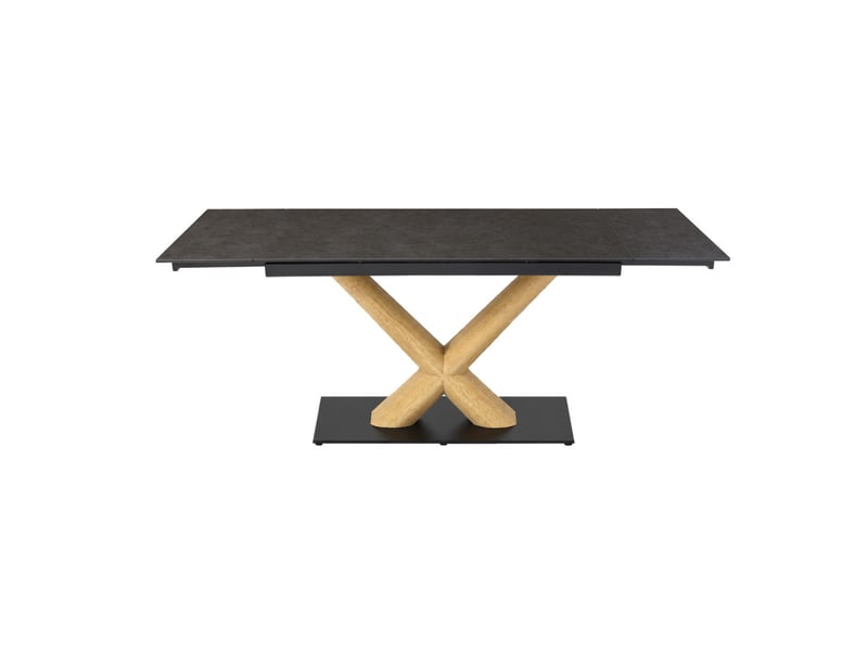  Table extensible 180 à 260 cm céramique gris anthracite pied central x plaqué bois clair - utah 13  - Conforama C