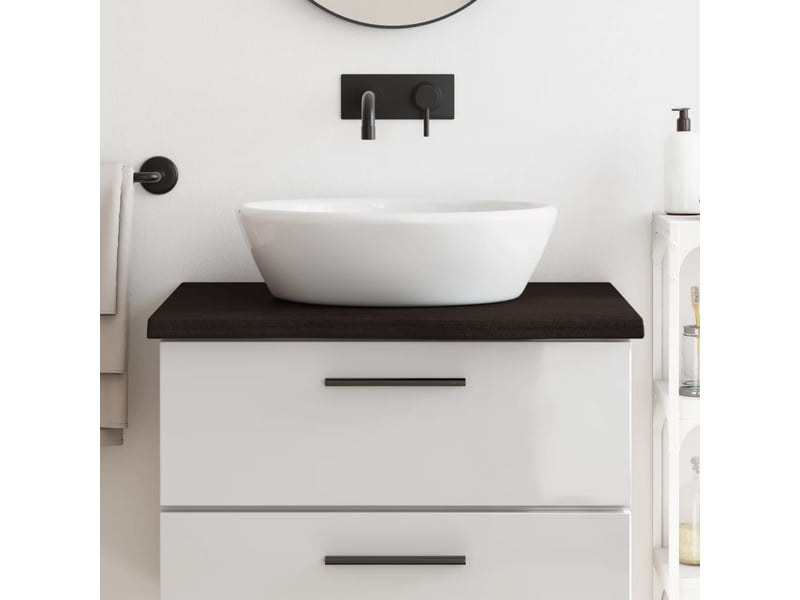  Comptoir de salle de bain, plan de travail marron foncé bois massif traité cf65864  - Conforama B