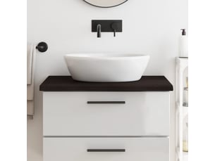 Comptoir de salle de bain, plan de travail marron foncé bois massif traité cf65864