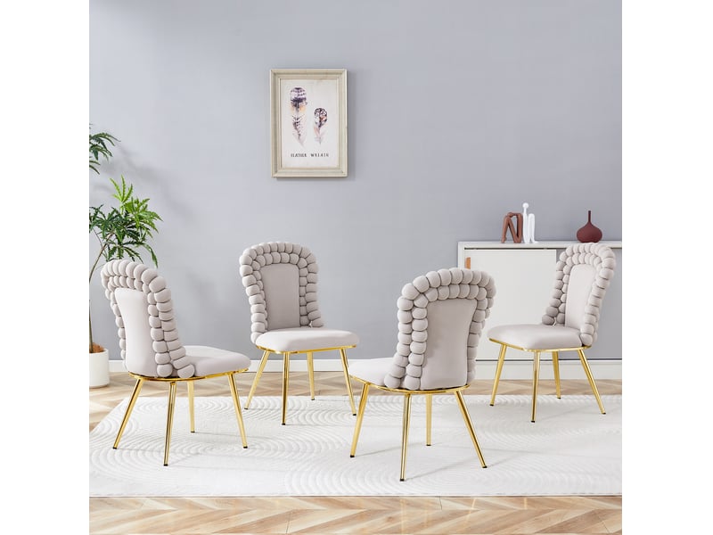  Chaise de salle à manger 47x51x95 cm dossier à perles métal gris clair  - Conforama C