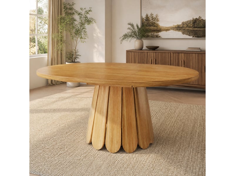  Table extensible avec rallonge pour salle à manger en mdf 118-158×118×76,8 cm marron  - Conforama B