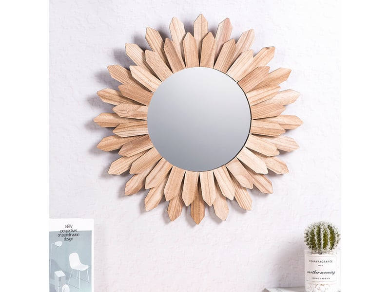  Miroir suspendu soleil – miroir mural de style européen – décoration bohème pour salons et bureaux – 30 cm  - Conforama D