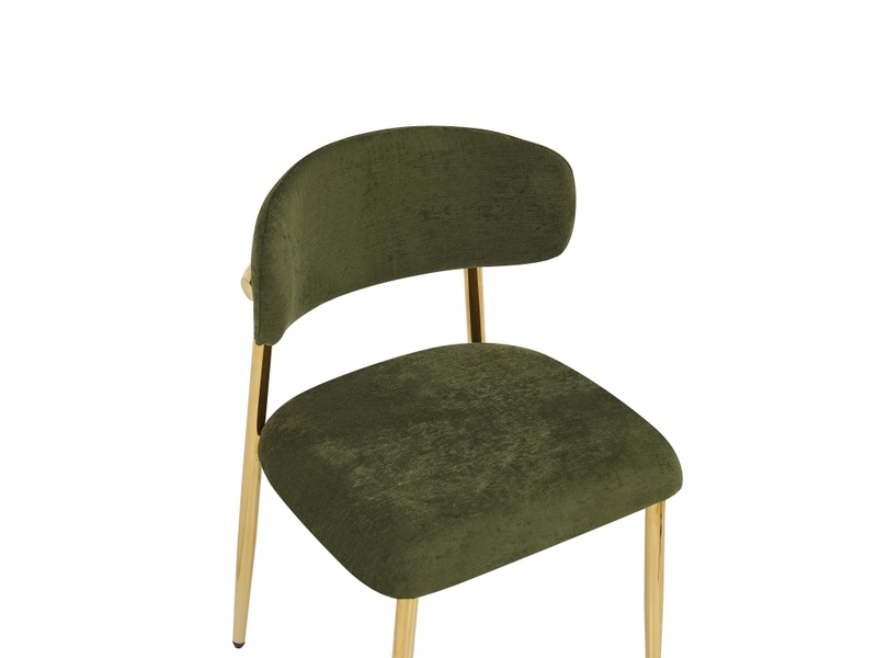  Lot de 4 chaises de salle à manger modernes 51x50x81cm - chaises rembourrées avec piétement doré, charge 125kg, style élégant - vert et doré  - Conforama W