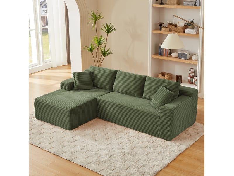 Canapé modulable en l, 3 places, en mousse à mémoire de forme, style cloud, grande méridienne - Conforama D