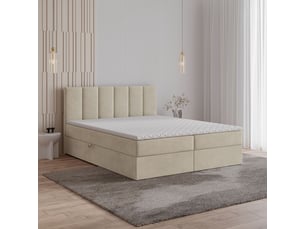 Lit avec rangement 180x200 cm <strong>MASSENO</strong> <strong></strong> coloris beige