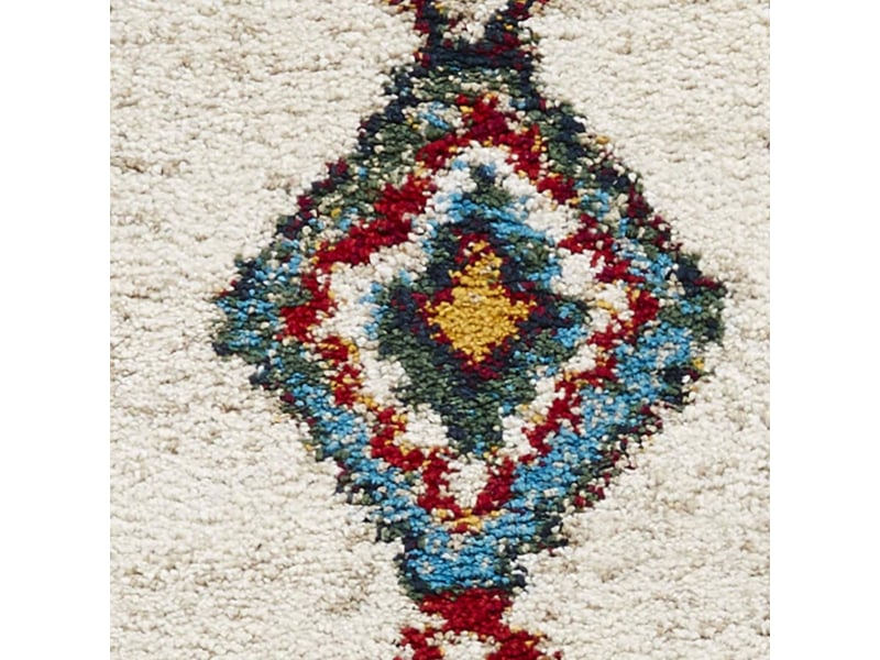 Tapis berbère 200 x 290 cm, blanc, rouge, bleu, motif berbère, design chaleureux  - Conforama E