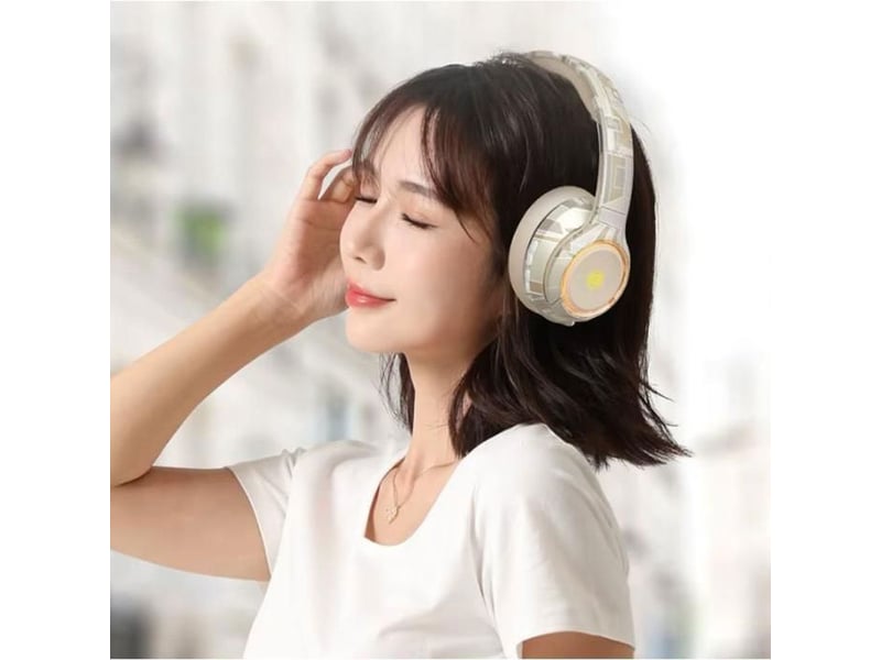  Casque bluetooth evo 5.3 supra-auriculaire pliable beige rgb led anti-bruit 30h 404400_AAANT65328_6_DROPFR - Conforama C