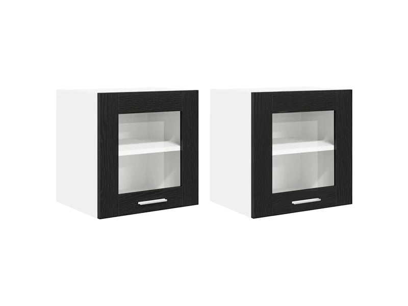  Lot de 2 armoires suspendues modernes avec porte 40 x 31 x 40 cm espace de rangement optimisé en bois d'ingénierie noir 02_0053244  - Conforama A