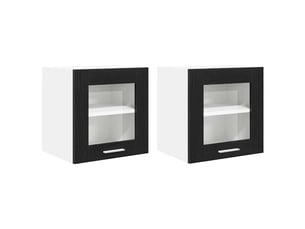 Lot de 2 armoires suspendues modernes avec porte 40 x 31 x 40 cm espace de rangement optimisé en bois d'ingénierie noir 02_0053244