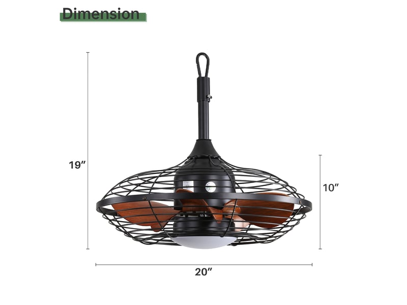 Ventilateur de plafond 51 cm led 18w, moteur dc réversible, abs acier, noir  - Conforama C