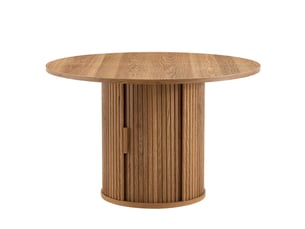 Table ronde 120 cm 4-6 personnes, bois avec rangements, style campagne moderne