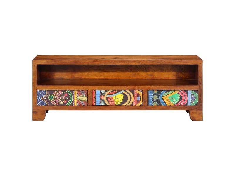  Meuble tv - banc tv - meuble de rangement multicolore 110x30x40 bois d'acacia massif  - Conforama E
