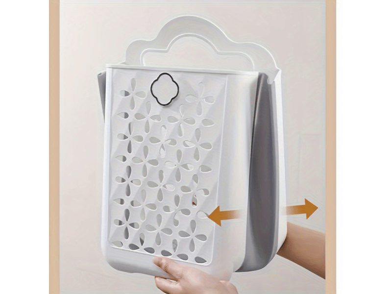  Panier de rangement mural multifonctionnel, grande capacité 33*25*48, pliable, dortoir salle de bain buanderie, panier à linge sale portable  - Conforama E