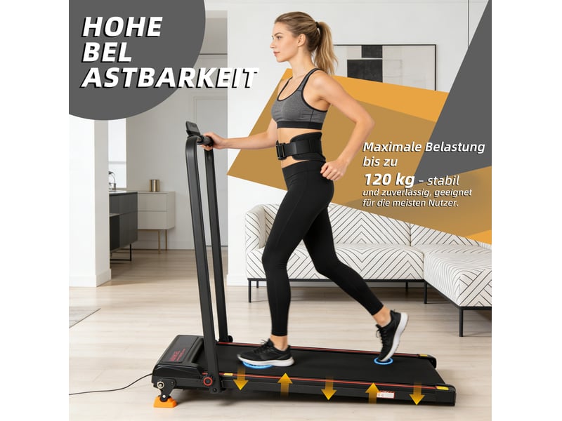  Tapis de course électrique pliable 107 x 56,9 x 88,8 cm noir, plastique et acier, avec app et affichage led  - Conforama E