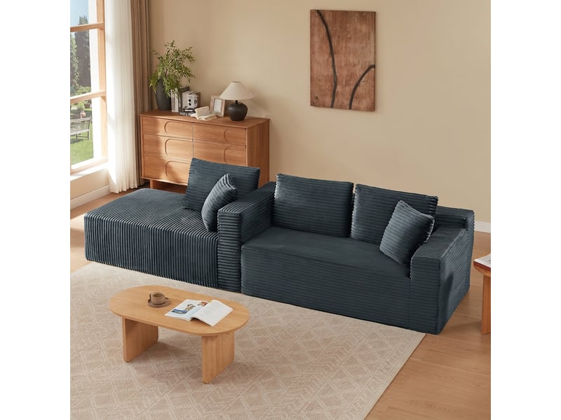  Canapé modulable en l gris foncé 4 places avec mousse à mémoire de forme  - Conforama D