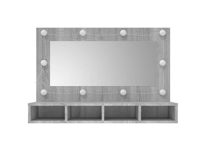  Armoire à miroir avec led sonoma gris 90x31.5x62 cm  - Conforama D