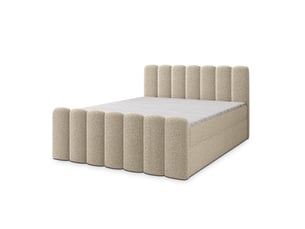 Lit avec rangement 140x200 cm <strong>MASSENO</strong> <strong></strong> coloris beige