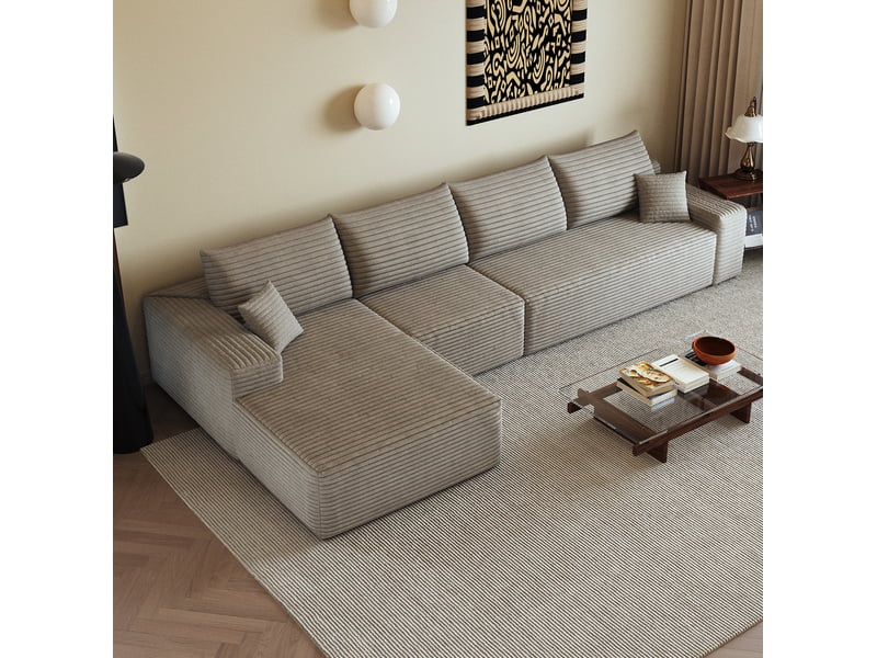  Canapé d'angle modulaire 340x175x83 cm assise profonde camel  - Conforama B