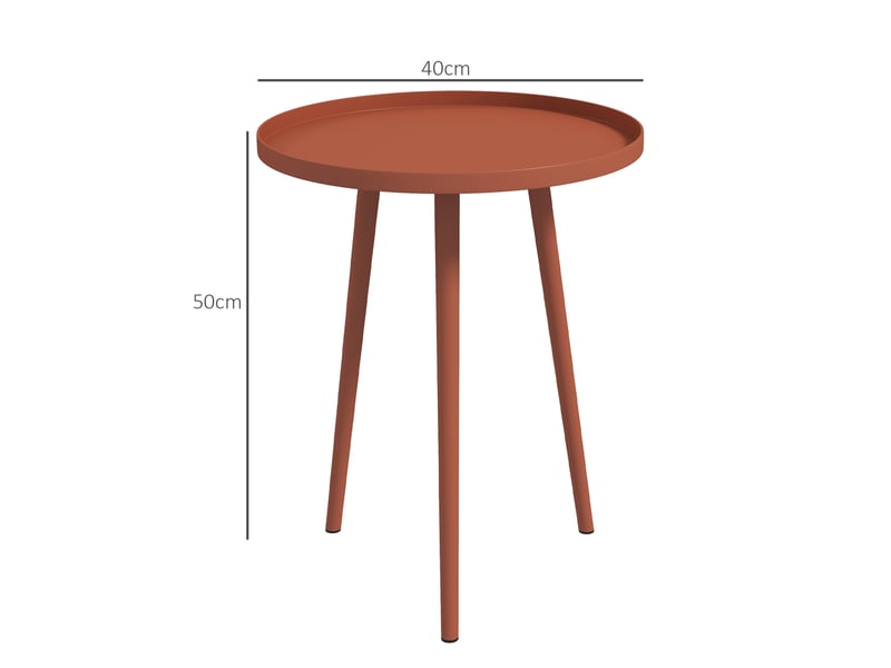  Table basse de jardin ronde, table d'appoint acier rouge 40x40x50cm  - Conforama E