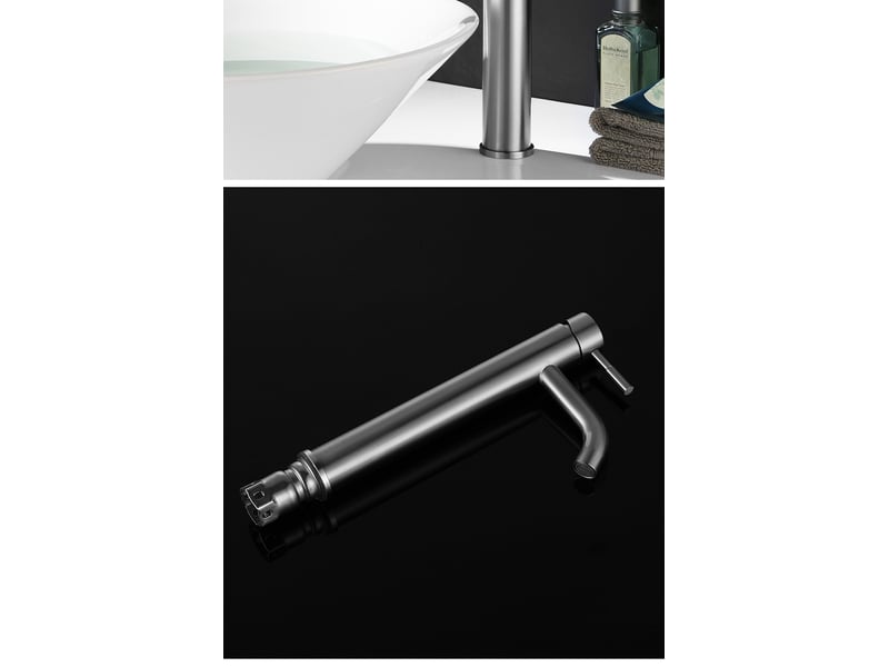  Robinet de salle de bain eau froide et chaude – buse courbée surélevée  - Conforama C
