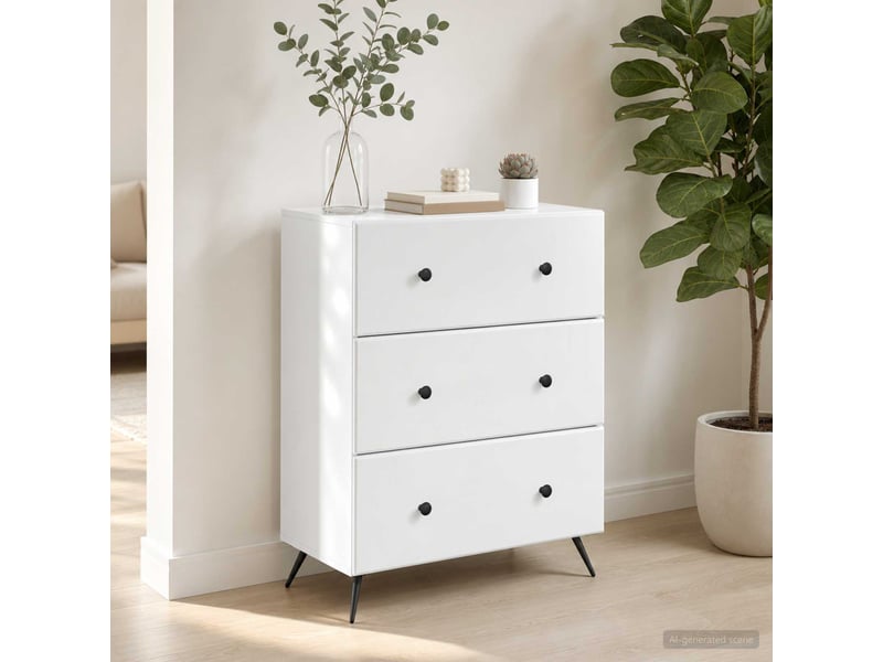  Armoire à tiroirs, rangement bureau blanc 66 x 34,5 x 90 cm bois d'ingénierie shl7583  - Conforama B