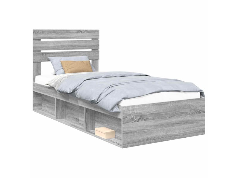  Lit simple- lit adulte -  cadre de lit gris sonoma 100 x 200 cm pin massif  - Conforama A