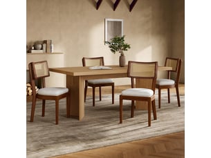 Lot de 4 chaises de salle à manger,50x58x88 cm,bois et rotin,coloris noyer