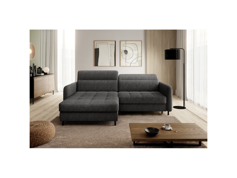 Canapé d'angle collection goumsi coloris gris foncé chiné - Conforama E