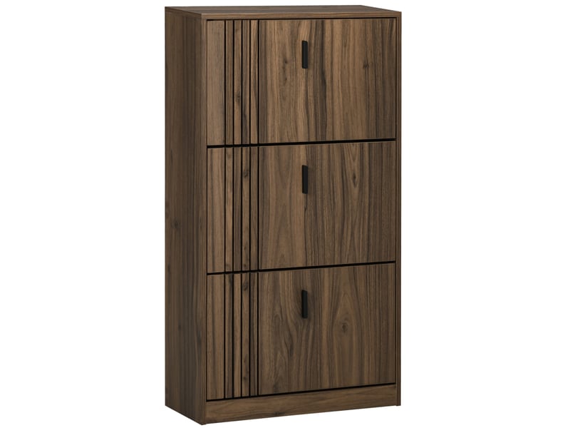Meuble à chaussures à 3 abattants 18 paires grande capacité pour entrée couloir salon 63 x 24 x 117 cm noyer foncé - Conforama A