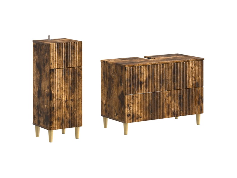 Ensemble de 2 meubles de salle de bain arnhem chêne fumé cf63069 - Conforama A