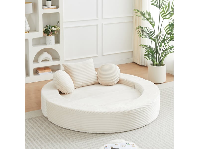  Canapé convertible 4-en-1, canapé 1 place en velours côtelé beige  - Conforama B