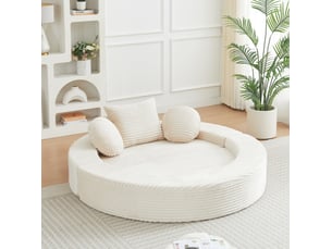 Canapé droit compressé convertible <strong>MODFU</strong> <strong></strong> 1 place Velours côtelé beige
