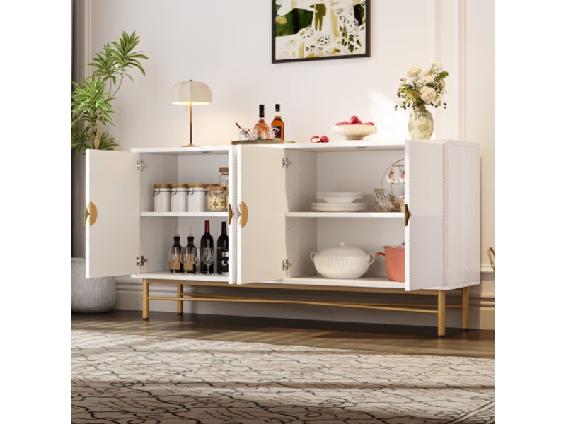  Buffet 4 porte(s) 0 tiroir(s) - 160 cm blanc panneau de particules buffet blanc - Conforama B